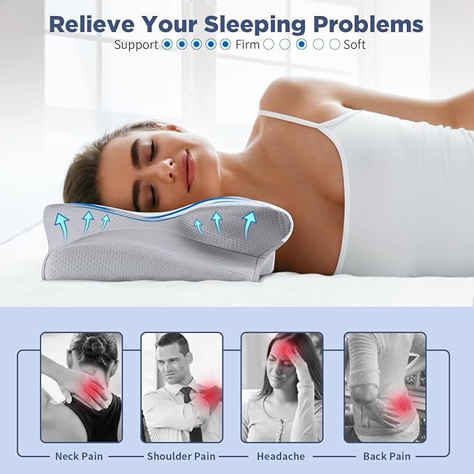 Cervical Memory Foam Pillow Contour Pillows For Neck And Shoulder Pain Ergonomic Orthopedic Sleeping Contoured Support Pillow