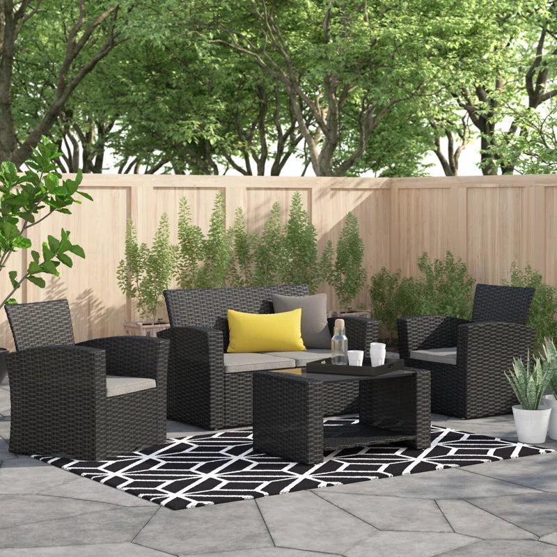 Pamalee 4 Piece Rattan Sofa Seating Group with Cushions