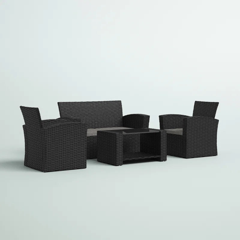 Pamalee 4 Piece Rattan Sofa Seating Group with Cushions