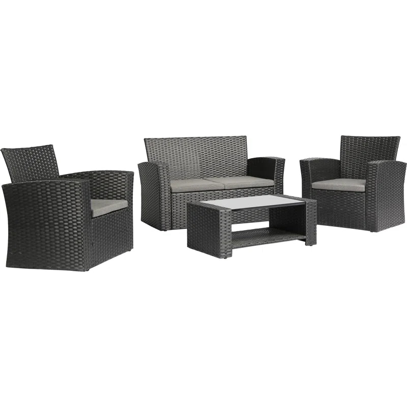 Pamalee 4 Piece Rattan Sofa Seating Group with Cushions