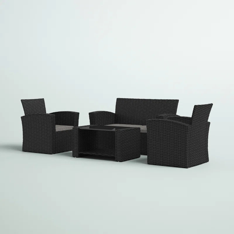 Pamalee 4 Piece Rattan Sofa Seating Group with Cushions