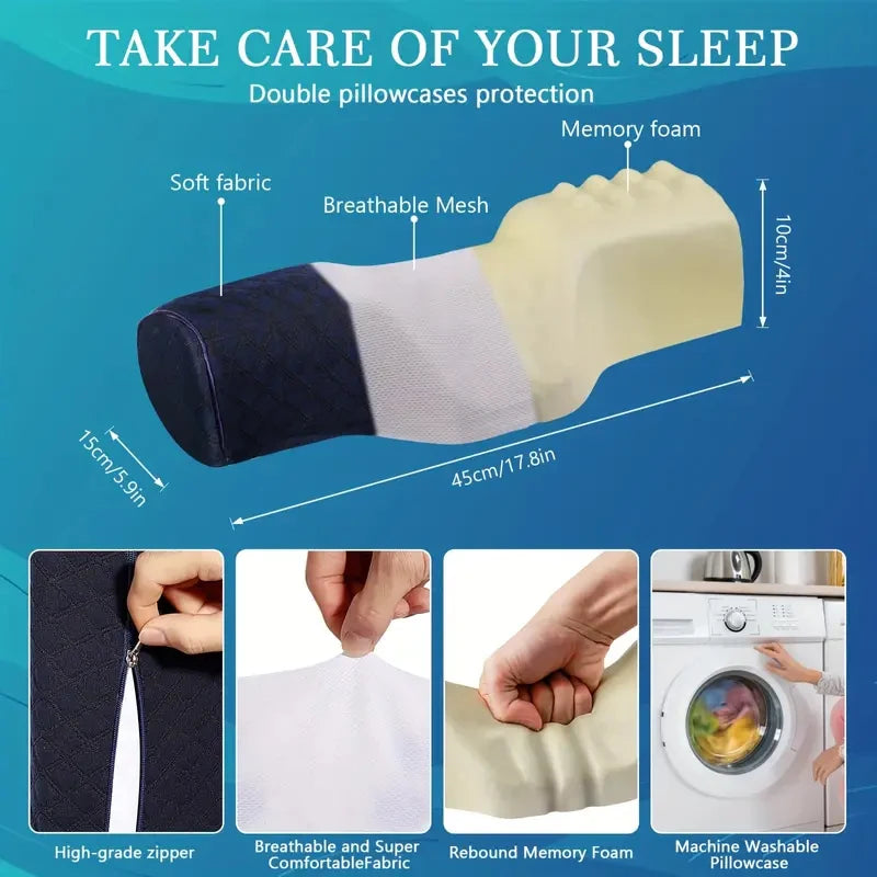 Memory Foam Cervical Pillow, Ergonomic Orthopedic Neck Pain Pillow for Side Back Stomach Sleeper, Remedial Pillow, Slow Rebound