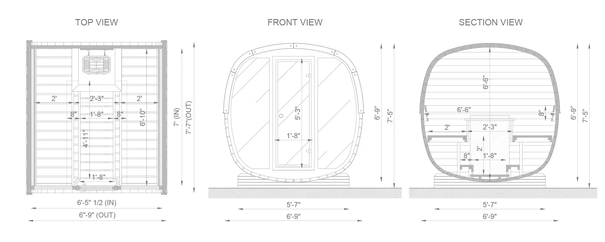 Scandinavian Equinox Outdoor Cube Sauna (7' x 7'6")